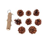 Alomejor Juguete para Morder Pájaros, Cono de Pino Duradero, Colgante, Juguete para Moler Pico de Loros para Jaula de Pájaros, Troncos y Material de Cuerda de Cáñamo (Pequeño)