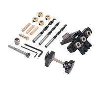 Alomejor Kit con Portapiezas con Orificios Ajustable, Guía de Broca Multiusos para Proyectos de Carpintería, Aleación de Aluminio 3 en 1