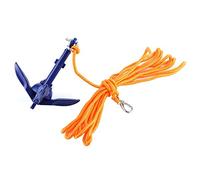 Alomejor Kit de Anclaje Plegable Marino, Ancla de Barco de Aleación de Aluminio, 4 Dientes con Gancho de Cuerda de 16,4 Pies y Bolsa Compacta de 7,1 Pulgadas para Kayak, Canoa, Velero, Moto