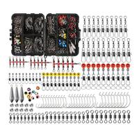 Alomejor Kit de Anillas de Pesca Giratorias de Barril de para Lubina, Trucha, Agua Dulce, Agua Salada, Caja de Aparejos de Pesca de Acero Inoxidable de 158 Uds.