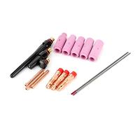 Alomejor Kit de Boquillas de Soldadura Boquilla de Soldadura TIG de Cerámica de Cobre 17 Piezas para Antorcha 17 18 26 con Punta de Contacto Alambre de Tungsteno Tazas de Cerámica Tapas de Pinzas para