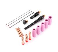 Alomejor Kit de Boquillas de Soldadura de 17 Piezas, Boquilla de Soldadura TIG de Cerámica de Cobre, Juego de Puntas de Contacto para Antorcha 17 18 26 con Tapa de Pistola de Alambre de Tungsteno,