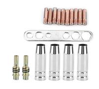 Alomejor Kit de Boquillas de Soplete de Soldadura de 17 Piezas, Boquilla de Soldadura MIG de Latón con 10 Puntas de Contacto de 0,8 Mm, Soporte de Boquilla para Soldadores Binzel 15AK MB14 15 TBI 150