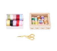 Alomejor Kit de Costura en Miniatura a Escala 1:12, Herramientas de Costura Intrincadas con Carretes, Tijeras, Caja de Cinta, para Manualidades en Miniatura de Dioramas de Casa de Muñecas