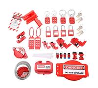 Alomejor Kit de Etiquetado de Bloqueo Eléctrico de Alta Calidad, Conjunto Completo de Bloqueos de Circuito para Profesionales de la Seguridad, Incluye Almacenamiento de Caja de Herramientas