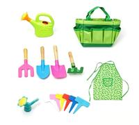 Alomejor Kit de Jardinería para Niños con Bolsa de Almacenamiento y | Pala, Rastrillo, Regadera, Boquilla de Rociador Incluida, Bordes Redondeados Seguros, Material ABS y Madera, Aprendizaje Al