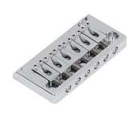 Alomejor Kit de Puente de Guitarra Eléctrica Kit de Puente de Guitarra de Cuerpo Pasante sin Trémolo de Latón con Llave para 6 Cuerdas (Cromo)