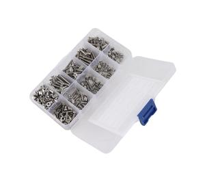 Alomejor Kit de Tornillos M3, Surtido de Acero Inoxidable, 340 Tornillos de Cabeza Plana Cruzada para Proyectos Eléctricos y Domésticos
