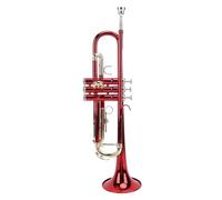 Alomejor Kit Profesional de Trompeta Bb con Llaves Doradas y Boquilla Pulida con Diamante para Tonos Ricos, Ideal para Bandas Principiantes, Color Rojo