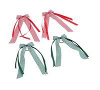 Alomejor Lazos para el Pelo con Lazo a Cuadros, 2 Pares con Cintas de Raso, Perfectos para Coletas y Peinados, Diseño Moderno de Poliéster, 7x18cm (rojo verde)