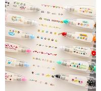 Alomejor Linda Cinta Correctora de Encaje, Punta Giratoria Fácil de Deslizar, Cinta de Película Resistente Al Desgarro para Decoración de Diario, Dispensador Transparente Blanco (6mm*4m Estilos