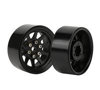 Alomejor Llantas de Aleación Beadlock de 2 Piezas, Accesorios Duraderos de Alta Resistencia para Automóviles RC Crawler con Mano de Obra Exquisita, para Escala 1 10 RC Crawler Pickup (Black)