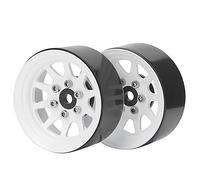Alomejor Llantas de Aleación Beadlock de 2 Piezas, Accesorios Duraderos de Alta Resistencia para Automóviles RC Crawler con Mano de Obra Exquisita, para Escala 1 10 RC Crawler Pickup (White)