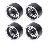 Alomejor Llantas de Aleación de Aluminio para Coche RC, Ruedas sobre Orugas Livianas y Duraderas con Revestimiento Anodizado Endurecido, Juego de 4 Piezas con Espacio Entre Orificios (Black)