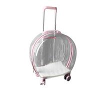 Alomejor Maleta con Ruedas para Gatos, Práctica, Transparente, Transpirable, para Actividades Al Aire Libre, PC, Aluminio, 17,7x9,8x19,7 Pulgadas