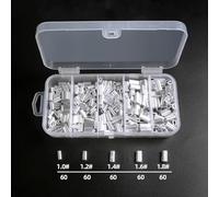 Alomejor Mangas de Engarzado de Aluminio, Kit de Conectores de Doble Cilindro de Alta Resistencia con 5 Tamaños, Ideal para Líderes de Sedal de Pesca y Correas para Perros (300 Piezas)