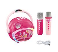 Alomejor Máquina de Karaoke con 2 Micrófonos Inalámbricos, para Fiestas en Casa Al Aire Libre (Pink)