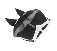 Alomejor Máscara de Mosca Transpirable Tela Elástica Suave Anti -mesquito -Anti Máscara de Caballo de Mosca con Orejas para la Visión de Caballos Fácil y Transpirable (Gancho y Bucle, Negro Grande)