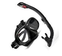 Alomejor Máscara de Snorkel con Lentes de Vidrio Templado, Correa para la Cabeza Ajustable y Soporte para Cámara para Viajes, Buceo y Exploración Submarina (Talla única)