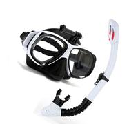 Alomejor Máscara de Snorkel con Lentes de Vidrio Templado, Correa para la Cabeza Ajustable y Soporte para Cámara para Viajes, Buceo y Exploración Submarina (Talla única)