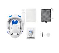 Alomejor Máscara de Snorkel de Cara Completa para Adultos, Máscara de Snorkel Seca para PC con Tecnología Antivaho, Diseño Liviano de Cara Completa, Blanco , para Uso en Piscina Oceánica (#1)