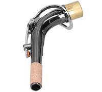 Alomejor Mástil Curvo para Saxofón Alto, Mástil para Saxofón Alto Niquelado Negro de Latón, Sello Hermético de Corcho Natural, 18 X 2 X 8 Cm, para Práctica y Actuación de