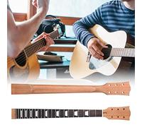 Alomejor Mástil de Guitarra Eléctrica, Diapasón de Palisandro con 22 Trastes, con Incrustaciones Trapezoidales Blancas para Piezas de Repuesto LP (color madera)