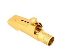 Alomejor Metal de Latón Eb Alto Sax Boucal de Saxo 5c Boquilla de Saxofón Alfordo Chapado en Oro para Profesionales Principiantes con Cubierta de Portaobjetos Esbelto Tono Claro