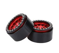 Alomejor Metal RC Car Wheel Wheel Ful para Axial SCX10 SCX10II 90046 90047, 4pcs Borde de Plata Negro Adecuado para 1:10 Excavadoras de Rastreadores RC (Negro Rojo)
