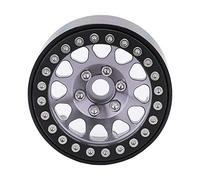 Alomejor Metal RC Car Wheel Wheel Ful para Axial SCX10 SCX10II 90046 90047, 4pcs Borde de Plata Negro Adecuado para 1:10 Excavadoras de Rastreadores RC (Plata Pintada de Negro)