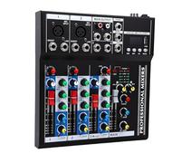 Alomejor Mezclador de Audio de 4 Canales, Consola de Mezcla Bluetooth con Interfaz USB, Alimentación Fantasma de 48 V, Procesador de Efectos DSP para Grabación de Estudio DJ