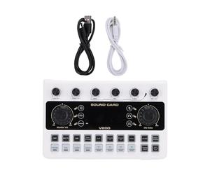 Alomejor Mezclador de Tarjeta de Sonido Profesional, Grabación HD de 16 Bits 44,1 KHz con 106 DB SNR 7 Volúmenes Ajustables Pantalla LED Batería Recargable, con Modos de Karaoke RAP, para