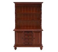 Alomejor Mini Gabinete de Casa de Muñecas, Cáscaras de Almacenamiento de Madera a Escala 1:12 con 4 Cajones, 2 Puertas, 3 Estantes, Muebles de Miniatura (Granate)