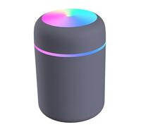 Alomejor Mini Humidificador Portátil con Luz Nocturna Colorida para Coche, Oficina, Viajes, Humidificador de Escritorio USB Silencioso (BLACK)