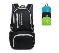 Alomejor Mochila Plegable, Bolsa de Viaje Ligera Resistente Al Agua con Gran Capacidad, Bolsa Negra para Teléfono de Fácil Acceso (BLACK)