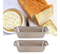 Alomejor Molde para Pan Antiadherente, Molde para Hornear Pasteles Tostados, de Acero Al Carbono para Panadería, Cocina, 10x5,2x2,4 Pulgadas, 2 Unidades (Dorado TG02#B)