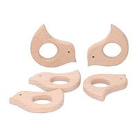 Alomejor Mordedor de Madera para bebé, Juguete Calmante, Alivio del Dolor, Forma de Pájaro, Colgante DIY para la Salud, Madera de Haya, 5 uds., Regalos de Cumpleaños