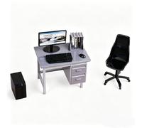 Alomejor Muebles de Casa de Muñecas en Miniatura, Mesa de Oficina con Teclado y Organizador de Archivos para Decoración Creativa de Habitación, Juego Imaginativo