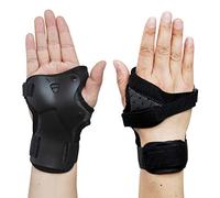 Alomejor Muñequeras, 2 Piezas Muñequera con Plástico ABS y Correas Ajustables para Patinar, Monopatín, Esquí, Snowboard (negro1)