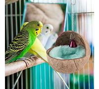 Alomejor Nido de Cría de Pájaros de Cáscara de Coco Natural con Estera para Periquitos, Nido para Incubar en Jaula No Tóxico y sin óxido, Ideal para la Producción de Cría de Aves, 5,12 Pulgadas de