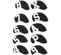 Alomejor Número Digital Neoprene Club Iron Tartover Set para la Identificación del Club 10pcs/Grupo Bolsas de Tamaño: 14x7 Cm (Caracteres Blancos Dorso Negro)