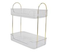 Alomejor Organizador de Encimera de Baño de 2 Niveles, Diseño de Múltiples Niveles, Estante de Maquillaje, Organizador para Pinceles, Sombra de Ojos, Joyería, Tocador para Mujeres (Blanco