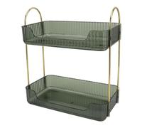 Alomejor Organizador de Encimera de Baño de 2 Niveles, Diseño de Múltiples Niveles, Estante de Maquillaje, Organizador para Pinceles, Sombra de Ojos, Joyería, Tocador para Mujeres (Green)
