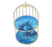Alomejor Organizador de Estante de Almacenamiento de Doble Capa para Baño y Tocador, Diseño Elegante con Marco Dorado (Patrón de Piedra de ágata)