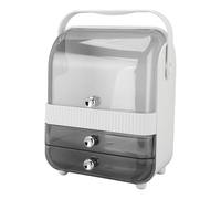 Alomejor Organizador de Maquillaje Caja de Almacenamiento de PET Resistente con 2 Cajones para Tocador de Baño, Vitrina de Cosméticos Espaciosa para Soporte de Cuidado de la Piel (Grande)