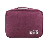Alomejor Organizador Portátil de Auriculares con Cable USB Resistente Al Agua para Viaje, Bolsa de Almacenamiento de Nailon, Color Negro, 9,64x7,08x3,93 Pulgadas (Purple)