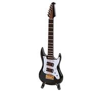Alomejor Ornamento de Escritorio Modelo de Mini Guitarra de Madera y Plástico con Caja de Almacenamiento de Soporte, Adorno de Instrumentos Musicales para Accesorios de Fotografía, Color Negro