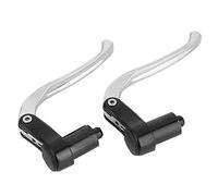 Alomejor Palanca de Freno de Bicicleta Diseño Ergonómico Liviano para Entusiastas del Ciclismo Par de Palancas de Aleación de Aluminio para Bicicleta de Piñón Fijo, Plegable, Negro (Negro y Plata)