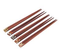 Alomejor Palillos de Madera Bellamente Tallados a Mano para un Fácil Uso y Limpieza, Juego de 5 Pares para Vajilla, Utensilios de Cocina