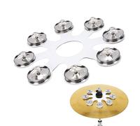 Alomejor Pandereta, 8 Pares de Cascabeles de Acero Inoxidable, Accesorio de Anillo de Platillo para Charles, Accidentes, Atracciones, Actuaciones en Vivo y Grabación de Estudio